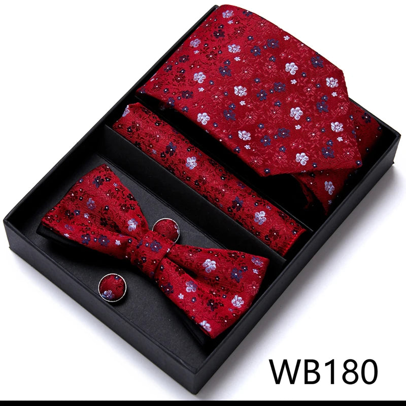 Tie For Men Formal Dress Tuxedo NeckTie Handkerchief Bow Tie Set PlaisyParty Groom Wedding Butterfly Bowtie In Box Good Vibrations