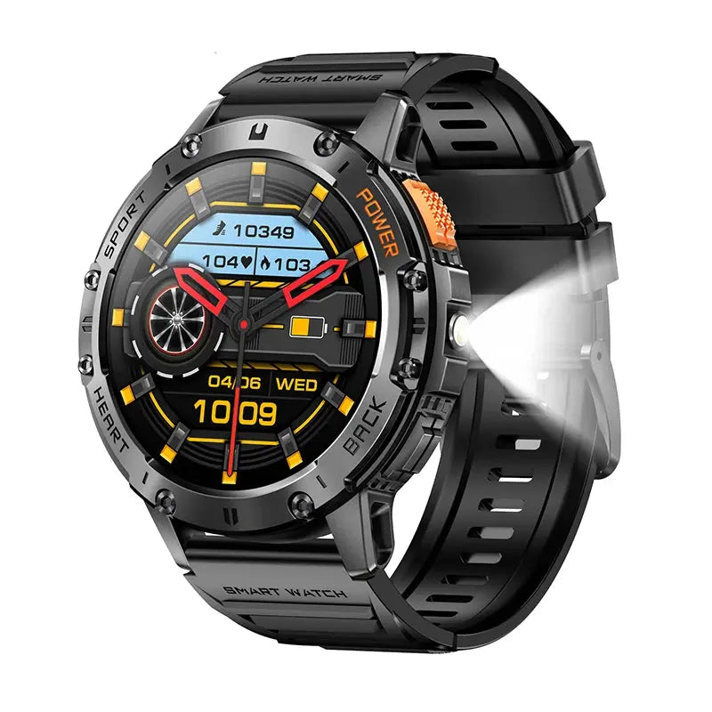 For Android ios New AMOLED Smart Watch Men with Flashlight Sports Waterproof Fitness Tracker Bluetooth Call Smartwatch Man+Box Good Vibrations
