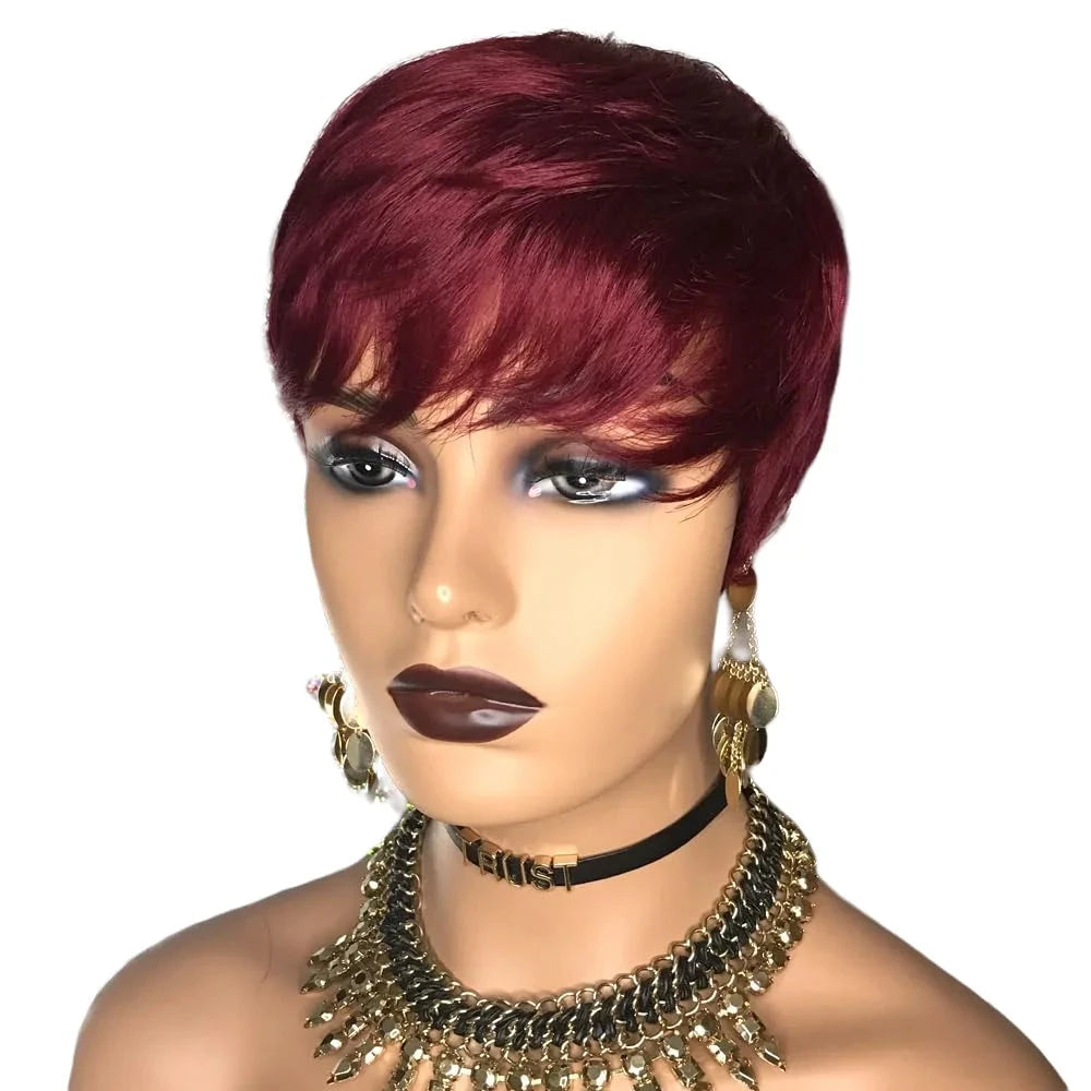 Short Hair Wigs, Pixie Cuts Wigs, Short Straight Black Ladies Wigs Synthetic Short Wigs For Black Women African American Women Good Vibrations