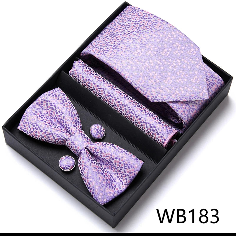 Tie For Men Formal Dress Tuxedo NeckTie Handkerchief Bow Tie Set PlaisyParty Groom Wedding Butterfly Bowtie In Box Good Vibrations