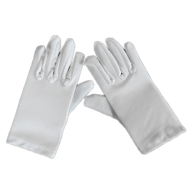 Kids Gloves White Short Satin Feel Boy Hold Flower Girl Good Vibrations