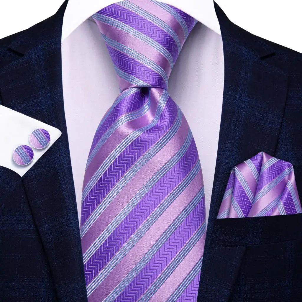 Black Red Striped Silk Wedding Tie For Men Handky Cufflink Gift Men Necktie Fashion Business Party Dropshiping Hi-Tie Designer Good Vibrations