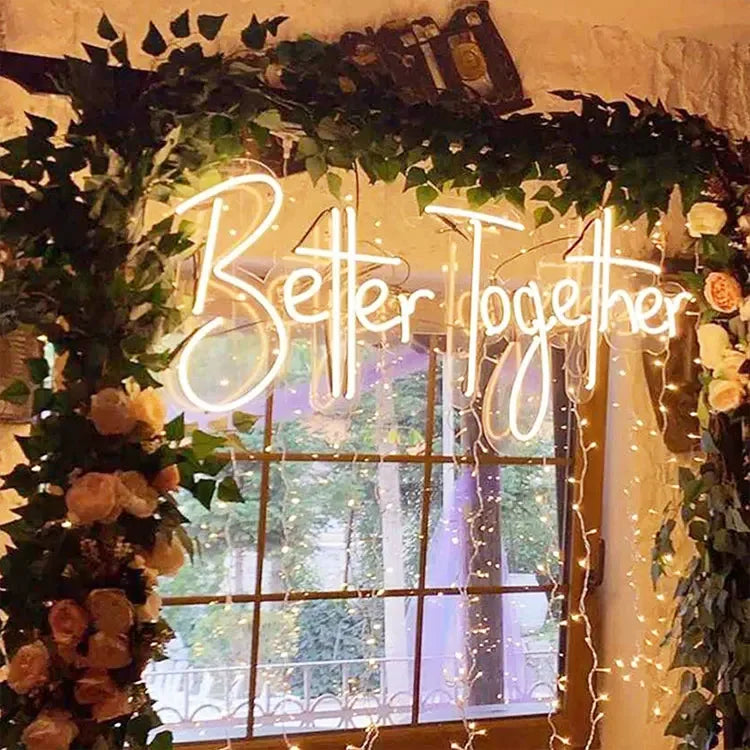 Better Together Neon Sign Wedding Decor Birthday Party Led Lights Wall Hanging Bedroom Personalize Engagement Gifts Neon Lights Good Vibrations
