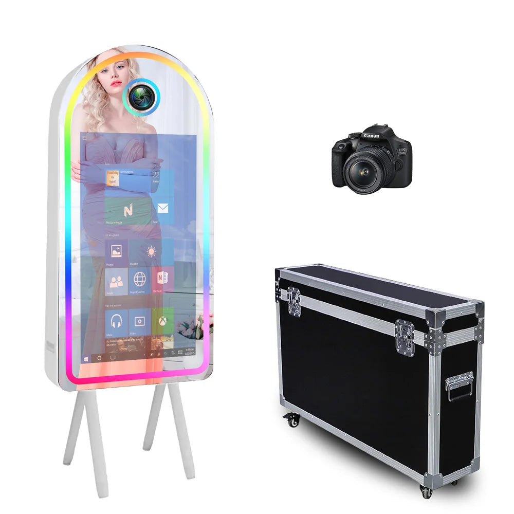 Selfie 45 Inch Photobooth with 32 Inch Mirror Touch Screen Photo Booth Magic Mirror Booth Machine for Weddings Parties Events Good Vibrations