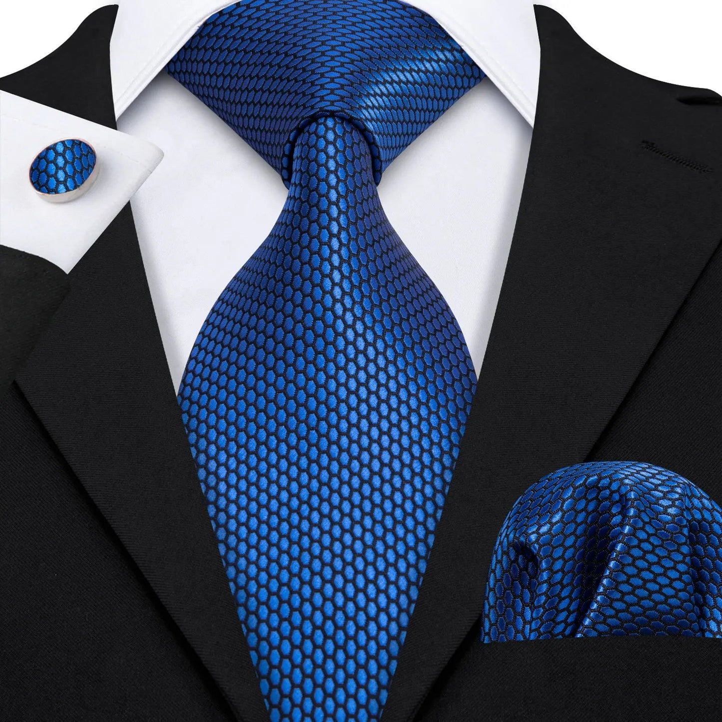 Mens Tie Ivory Red Green Blue Pink Geometric Solid Ties Hanky Cufflinks Set Necktie Formal Wedding Dinner Party Good Vibrations