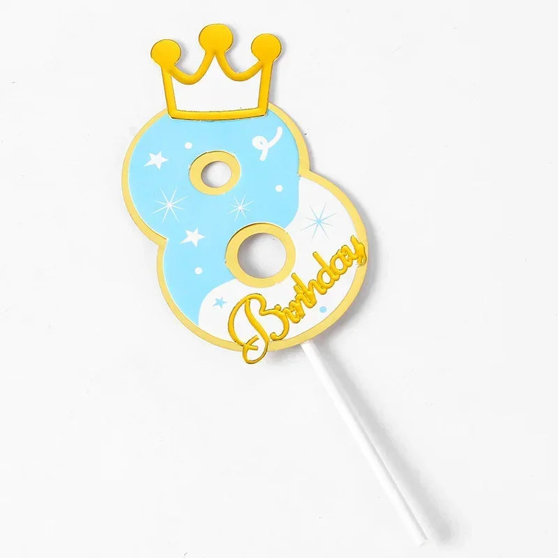New Digital Decoration Happy Birthday Number Cake Insertion 0 1 2 3 4 5 6 7 8 9 Cake Topper Girls Boys Baby Party Supplies Decor Good Vibrations