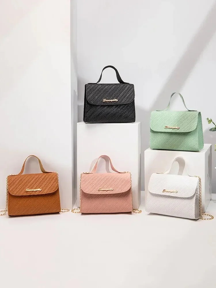 Embossing Chain Square Bag PU Leather Large Capacity Shoulder Crossbody Cell Phone Bag for Women purses and handbags Good Vibrations