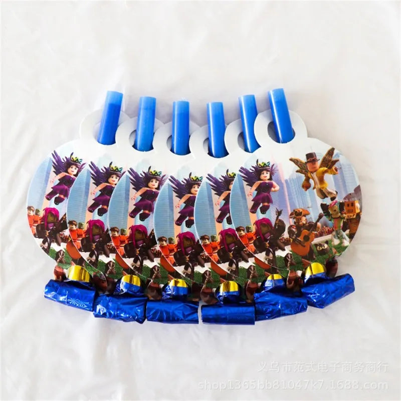 Game Roblox Cartoon Party Theme Birthday Supplies Balloon Banner Cake Topper Tableware Set Decorative Anime Peripheral Gifts Good Vibrations