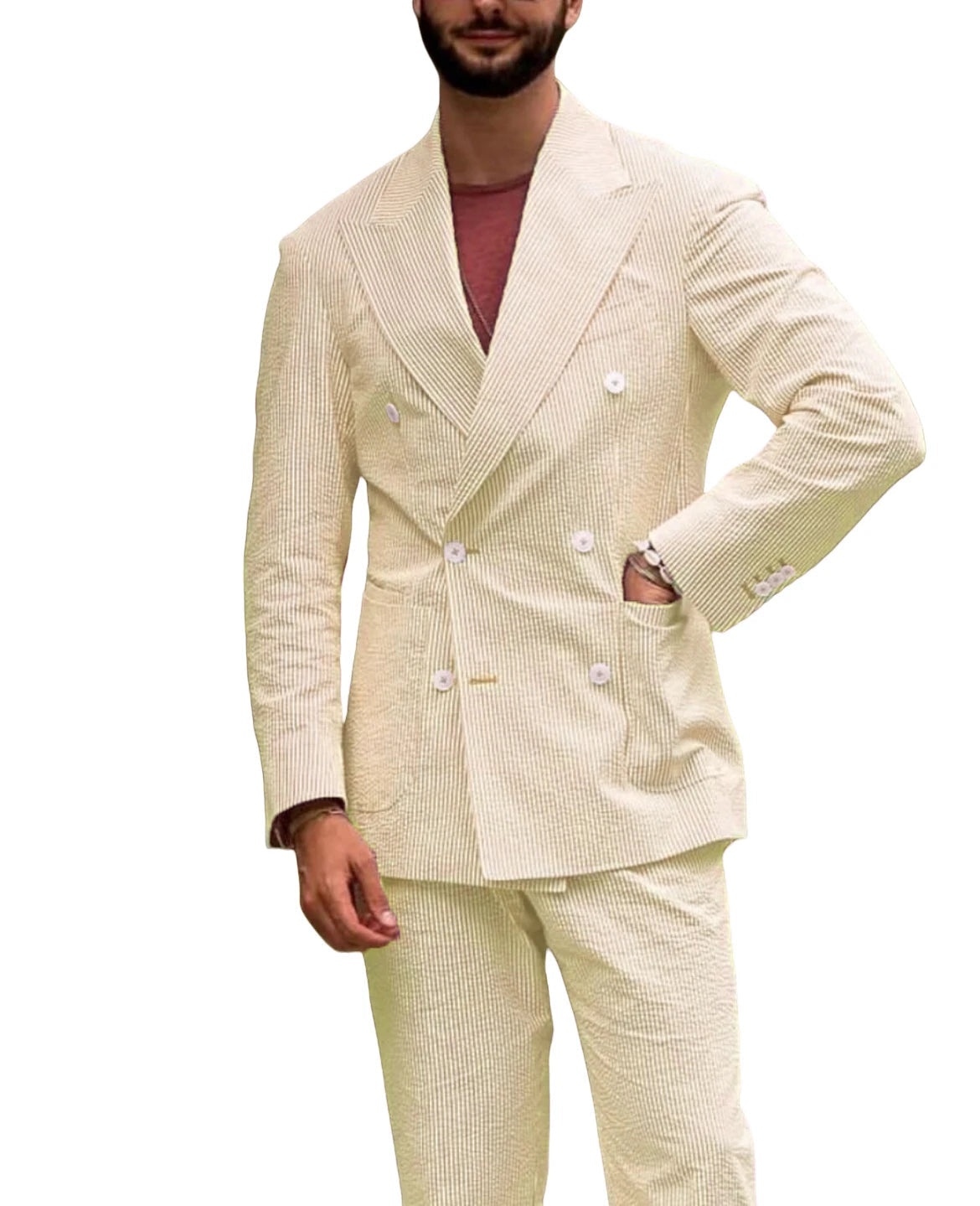 Men's Striped Suit Two Piece Suit Elegant Fashion Suit Business Casual Work Wear Party Dress Men's Commuter Wear Men's Clothing Good Vibrations