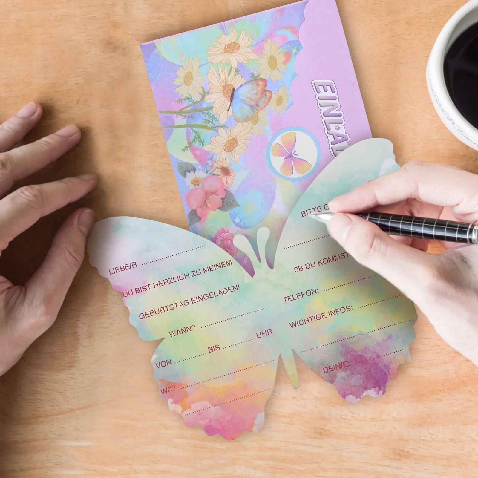 12 sets Pink Purple Butterfly Invitation Card Envelope Butterfly Stickers Girls Birthday Party Decors Baby Shower Wedding Supply Good Vibrations