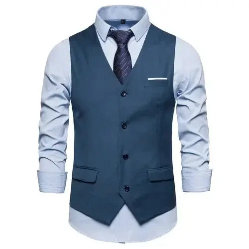 Blue Suit Vest, Men's Business Sleeveless Vests Jacket, Asian size S-6XL, Wedding Party Waistcoat, Red Purple Black Gray Good Vibrations