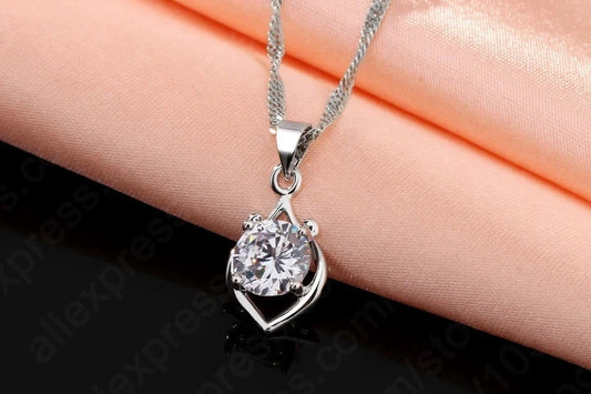 Charming Luxury Elegant Rhinestone Pendant Jewelry Set Include 925 Sterling Silver Necklace/Earring Sets Good Vibrations