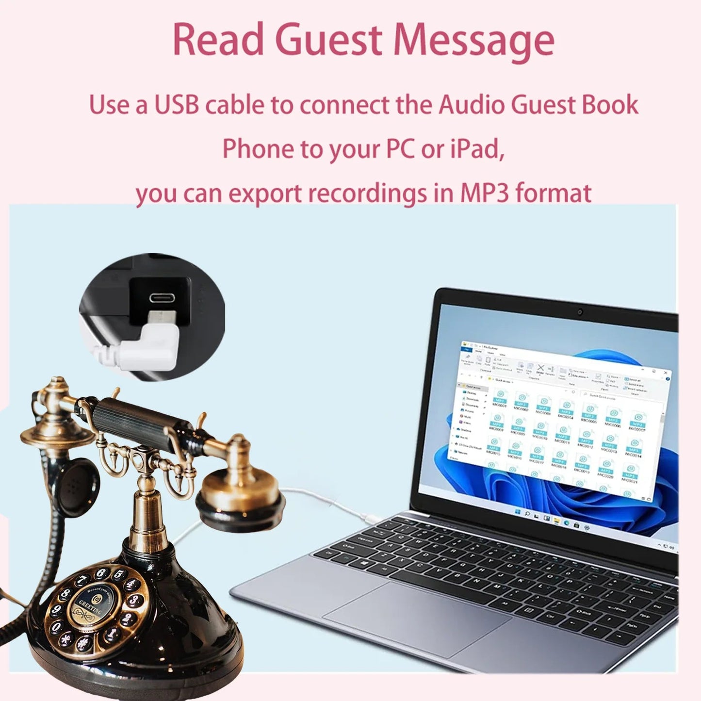 Audio Guestbook Phone Antique Vintage Phone Ceremony Welcome Audio Wedding Guest Book For Wedding Party Birthday Best Price OEM Good Vibrations