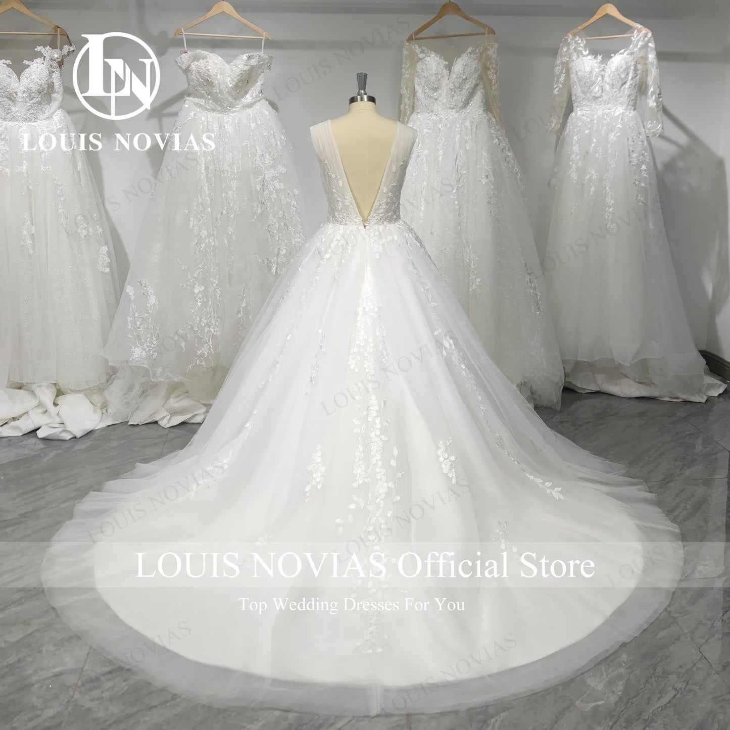 LOUIS NOVIAS Wedding Dress For Women Elegant Backless Beaded Flowers Embroidery Sleeveless Wedding Gown Vestidos De Novia Good Vibrations