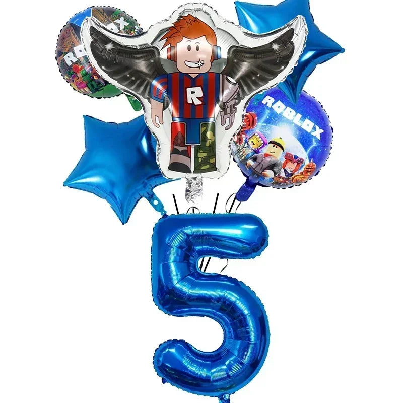 Game Roblox Cartoon Party Theme Birthday Supplies Balloon Banner Cake Topper Tableware Set Decorative Anime Peripheral Gifts Good Vibrations