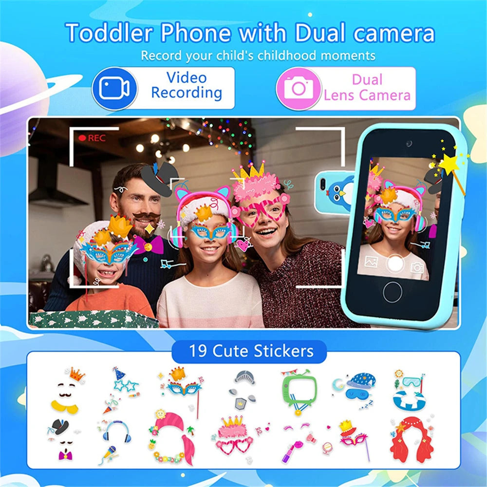 Toy Phone for Kids with Dual Camera Kid Smart Phone for Boys Girls Gifts Music Player 18 Games Toddler Learning Mini Toy Phone Good Vibrations