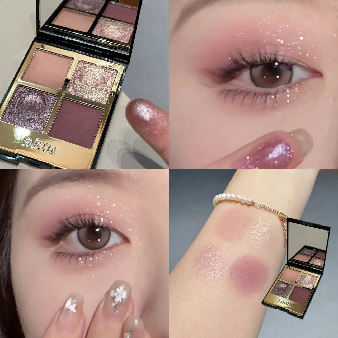 Four-color Eyeshadow Palette Low Saturation Earth Brown Rose Pearly Matte Glitter Eyeshadow Shiny Eye Shadow Lasting Eye Make Up Good Vibrations