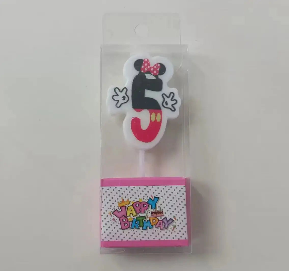 Hot Happy Birthday Number 0-9 Candles Cartoon Mickey Minnie Mouse Candle Cake Cupcake Topper Party Decoration Supplies DIY Gifts Good Vibrations