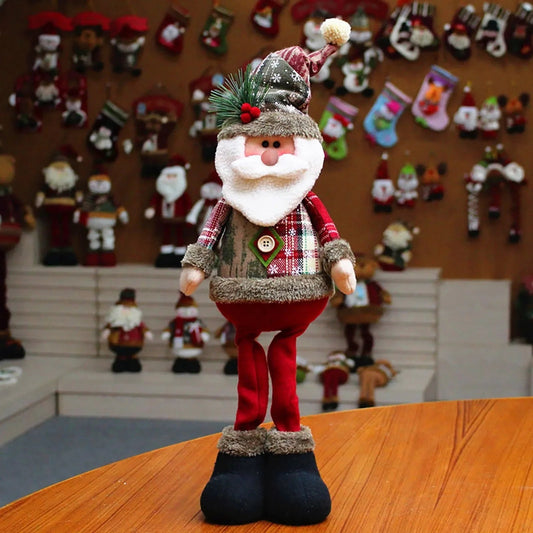 Christmas Santa Snowman-Reindeer Christmas Decoration 2024 Leg Table Mantel Decoration Plush Dolls Christmas Gifts for Kids Baby Good Vibrations