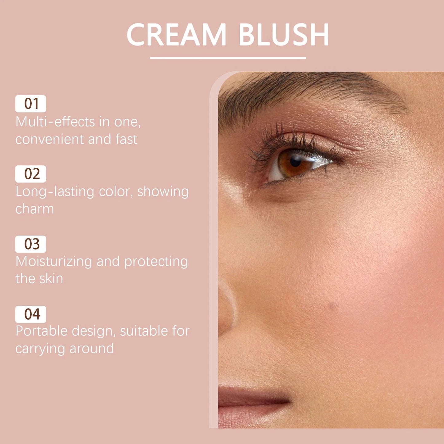 Blush Cream - Highly Pigmented, Long-Lasting, Smudge-Proof, Fine-Textured, Natural, Lightweight, Moisturizing Blush Cream Good Vibrations