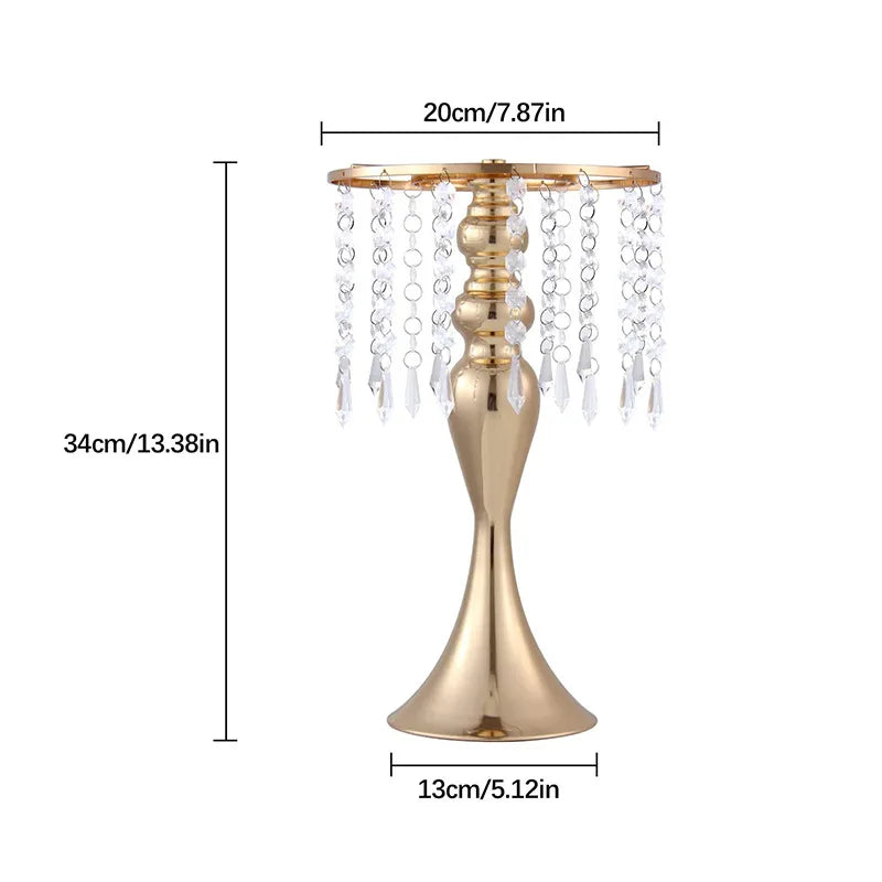 Wedding Centerpieces for Tables, 12.99in Metal Gold Vases for Centerpieces, Tall Crystal Flower Stand for Centerpiece Table Good Vibrations
