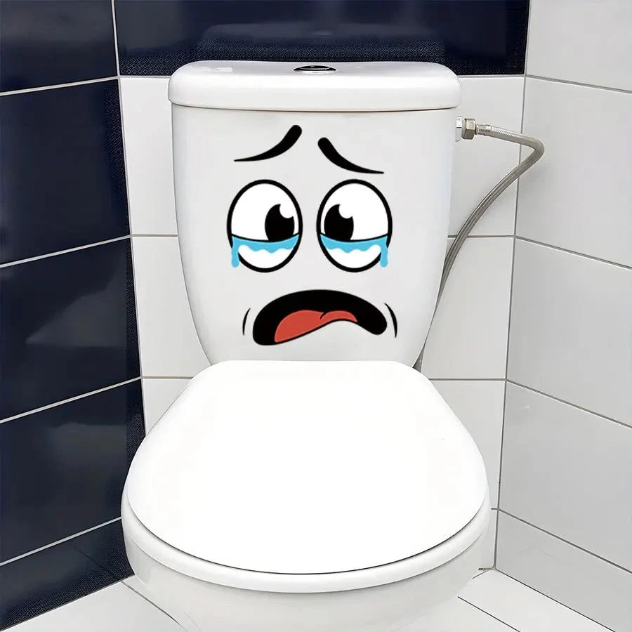 4 sheets/Set Cartoon Face Stickers,Self-Adhesive, Plastic Surface Compatible,Home Decoration Suitable for Trash Can, oilet Decor Good Vibrations