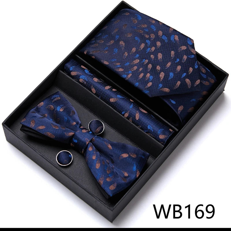 Tie For Men Formal Dress Tuxedo NeckTie Handkerchief Bow Tie Set PlaisyParty Groom Wedding Butterfly Bowtie In Box Good Vibrations