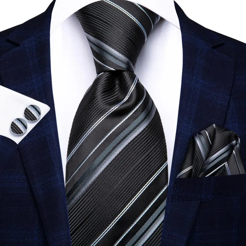Hi-Tie Blue Business Solid 100% Silk Men's Tie NeckTie 8.5cm Ties for Men Formal Luxury Wedding High Quality Gravata Good Vibrations