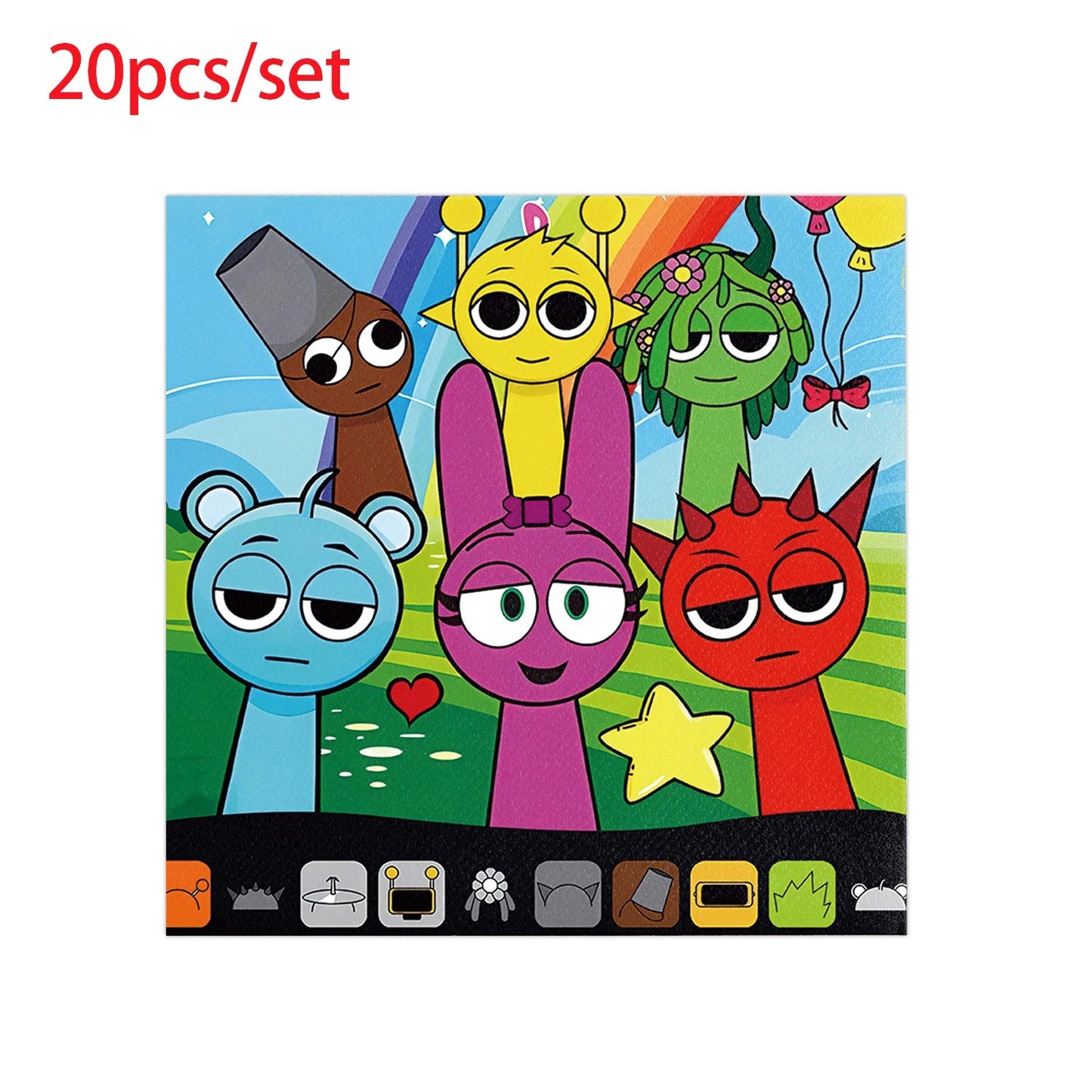 Incredibox Sprunki Birthday Party Decoration Balloon Tableware Backdrop Cake Topper Split Sales Sprunki Birthday Party Supplies Good Vibrations