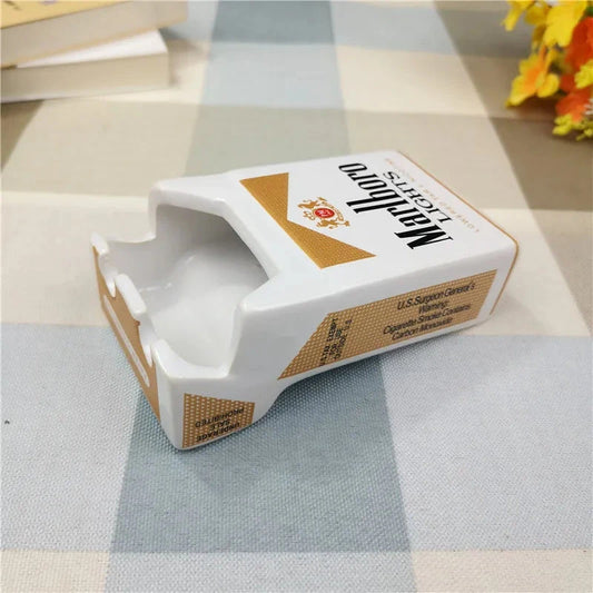 New Style European Cartoon Marlboro Cigarette Box Creative Ceramic Ashtray Household Trend Retro Personality Small Smoke Tray Good Vibrations