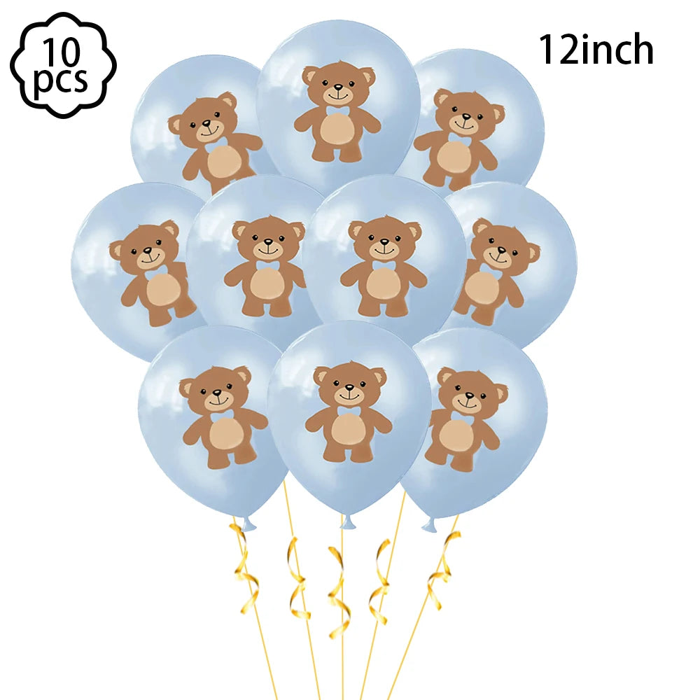 Baby shower Teddy Bear Birthday Party Plates Cup Tableware Kids 1st Birthday Party Decor Teddy Bear Balloon Birthday Party decor