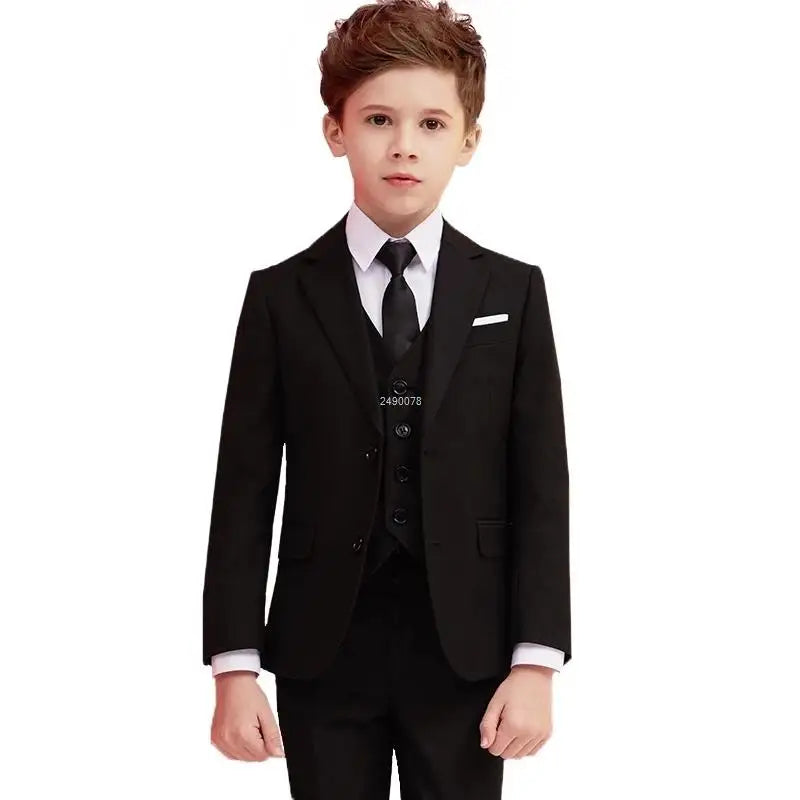 kids suit Navy Blue Wedding Suit For Boys Birthday Photography Dress Child Red Blazer School Performance Party Prom Clothing Set Good Vibrations