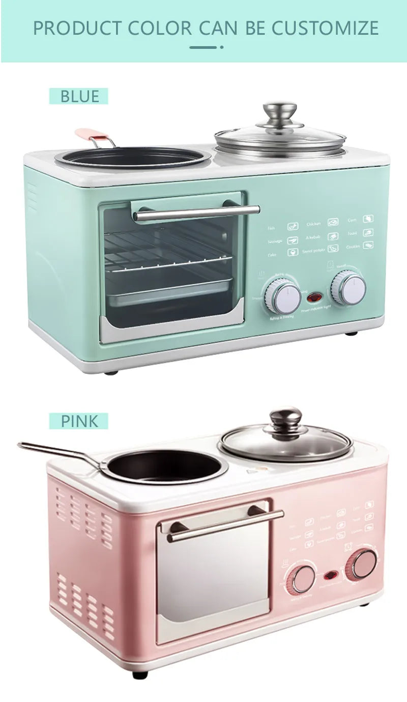Household Electric 4 in 1 Breakfast Machine Mini Bread Toaster Baking Oven Omelette Fry Pan Hot Pot Boiler Food Steamer Good Vibrations Adult Super Store