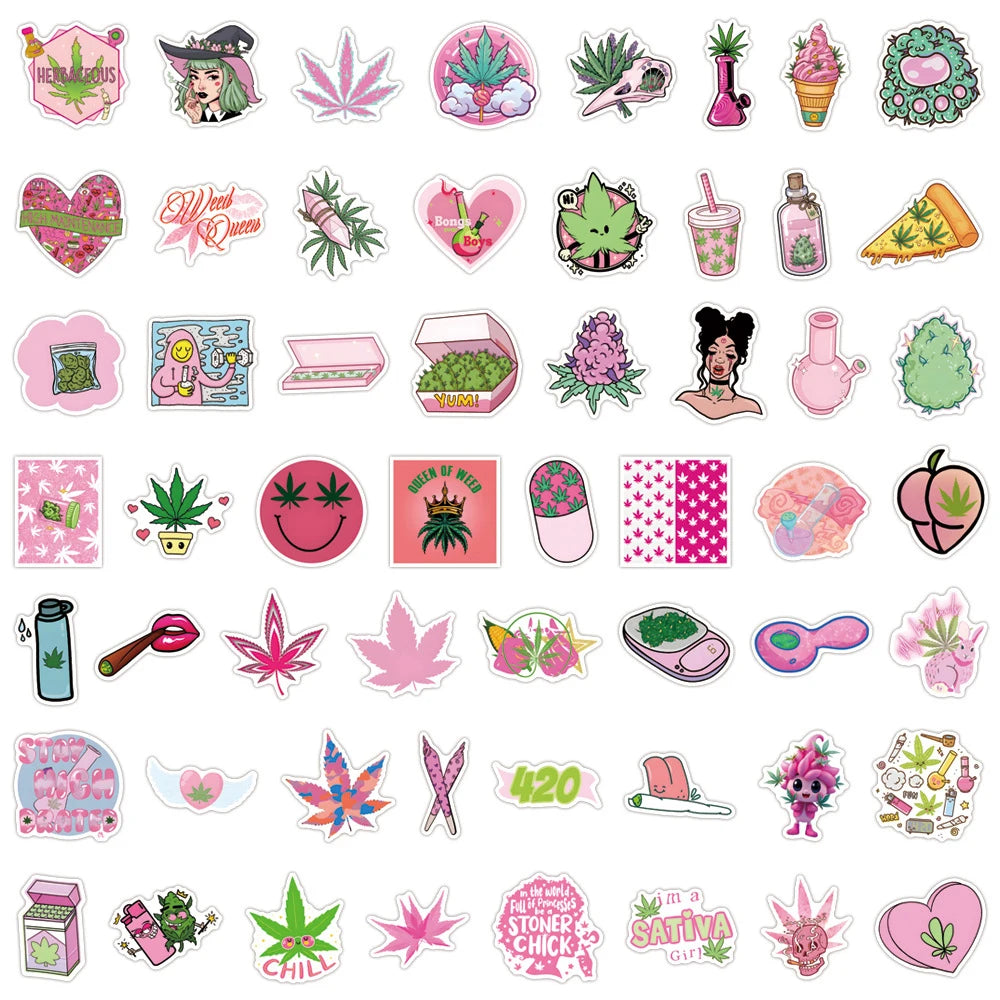 10/30/50/110PCS Leaves Weed Cartoon Stickers SmokingTobacco Graffiti Laptop Phone Car Skateboard Waterproof Cool Sticker Packs Good Vibrations Adult Super Store