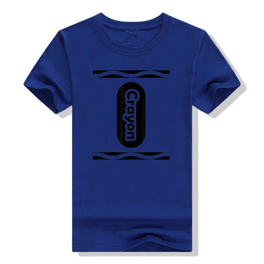 Pick Any Color Crayon Box Halloween Costume Couple & Group T-Shirt Gifts Letters Printed Graphic Tee Tops Basic Cotton Outfits Good Vibrations