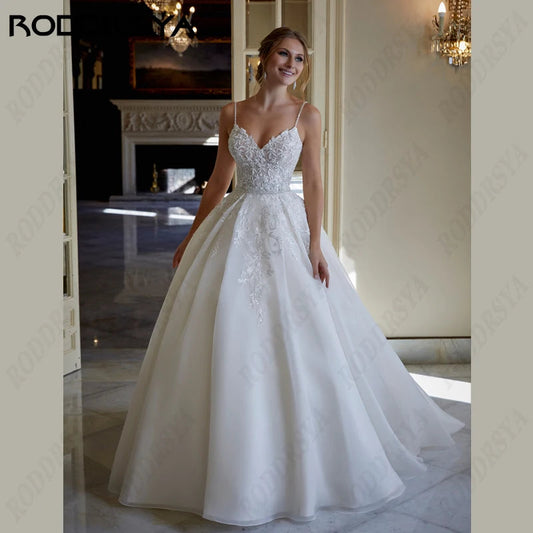 RODDRSYA Princess Wedding Dress For Women Sexy V-Neck Backless Robe De Soirée Spaghetti Strap A-line Bridal Gown Lace Applique Good Vibrations