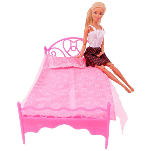 Doll House Furniture Bed Table Chair For 11.8inch 30cm Doll Plastics Cleaning Tools Accessories Mini Furniture Model Gifts Toys Good Vibrations