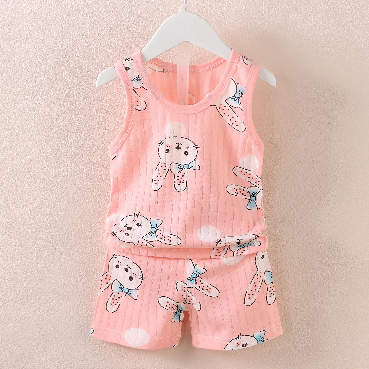 Children's Clothing Print Sleeveless Tops Shorts Cute Breathable Kids Summer Vest Shorts Set Tank Top for Baby Clothing Children Good Vibrations