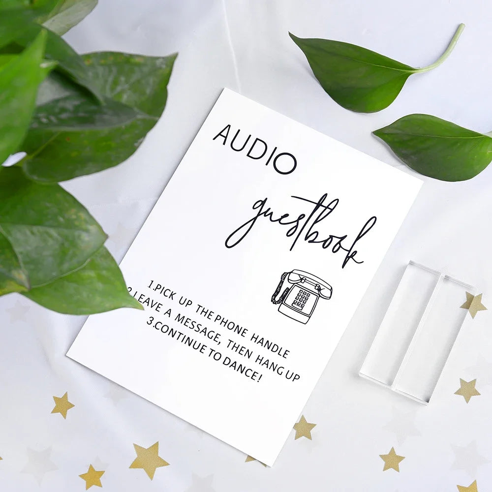 Audio Guestbook Pick Up The Phone Leave A Message For The Newlyweds Clear Glass Look Acrylic Wedding Sign, Guest Book Lucite Good Vibrations