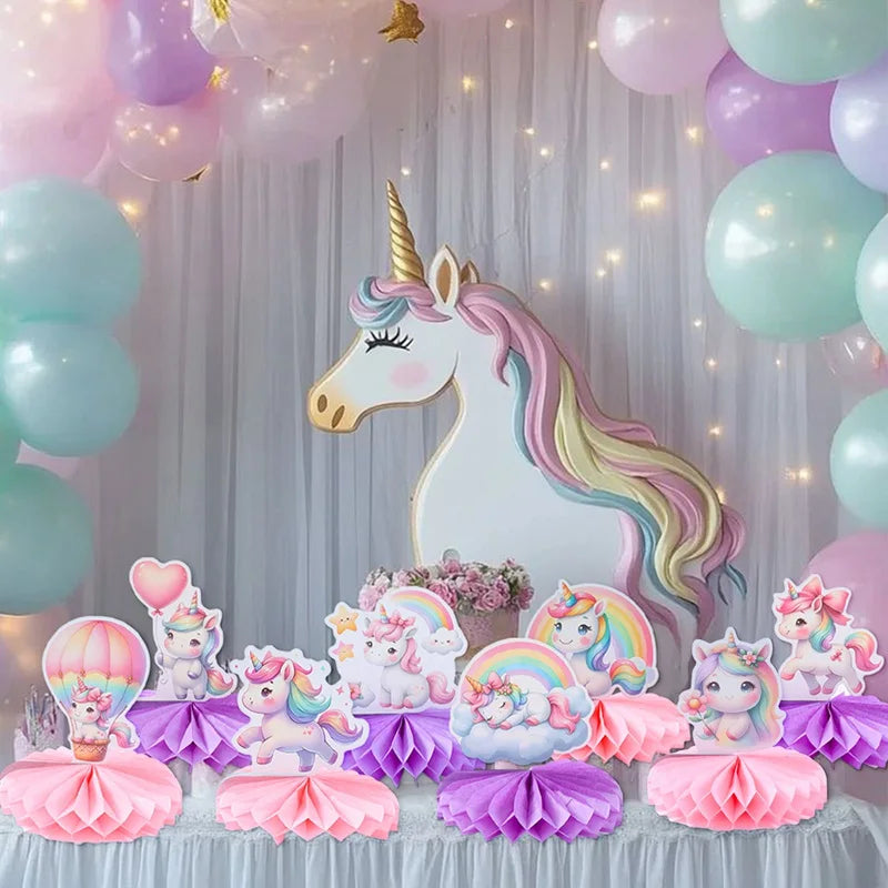 Rainbow Unicorn Honeycomb Ornament Set Rainbow Unicorn Birthday Party Decoration Kids Baby Shower Birthday Party Supplies Good Vibrations