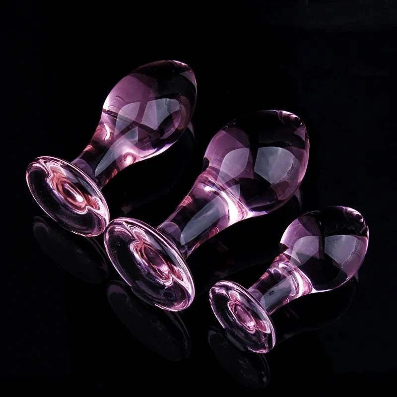Pink Crystal Glass Butt Plug for Women's Anal and Pleasure