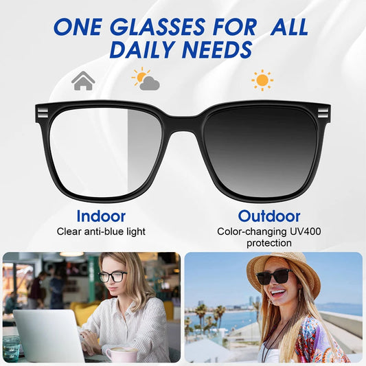 Smart Glasses Bluetooth Anti Blue Photochromic listen Music Calls Color Changing Lens Versatile Functions Stylish Glasses Good Vibrations
