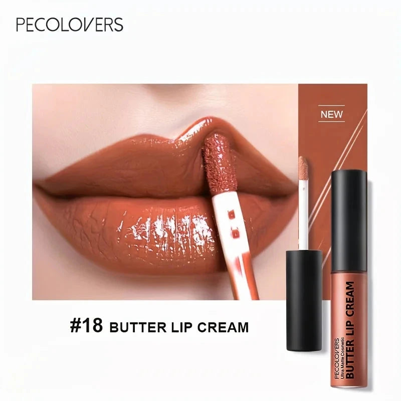 Butter Lip Cream Liquid Lipstick, Non-Sticky, Moisturizing High Pigment For Nude Red Sexy Lip Makeup Cosmetic Good Vibrations