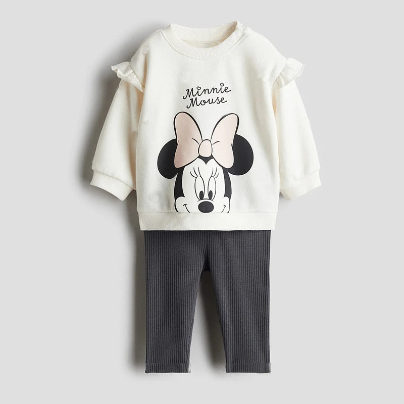 0-6Year Girls Long Sleeve Two Piece Set Autumn Costume Cartoon Round Neck Tops+Pants New Style Casual Loose Outfits For Kids Good Vibrations