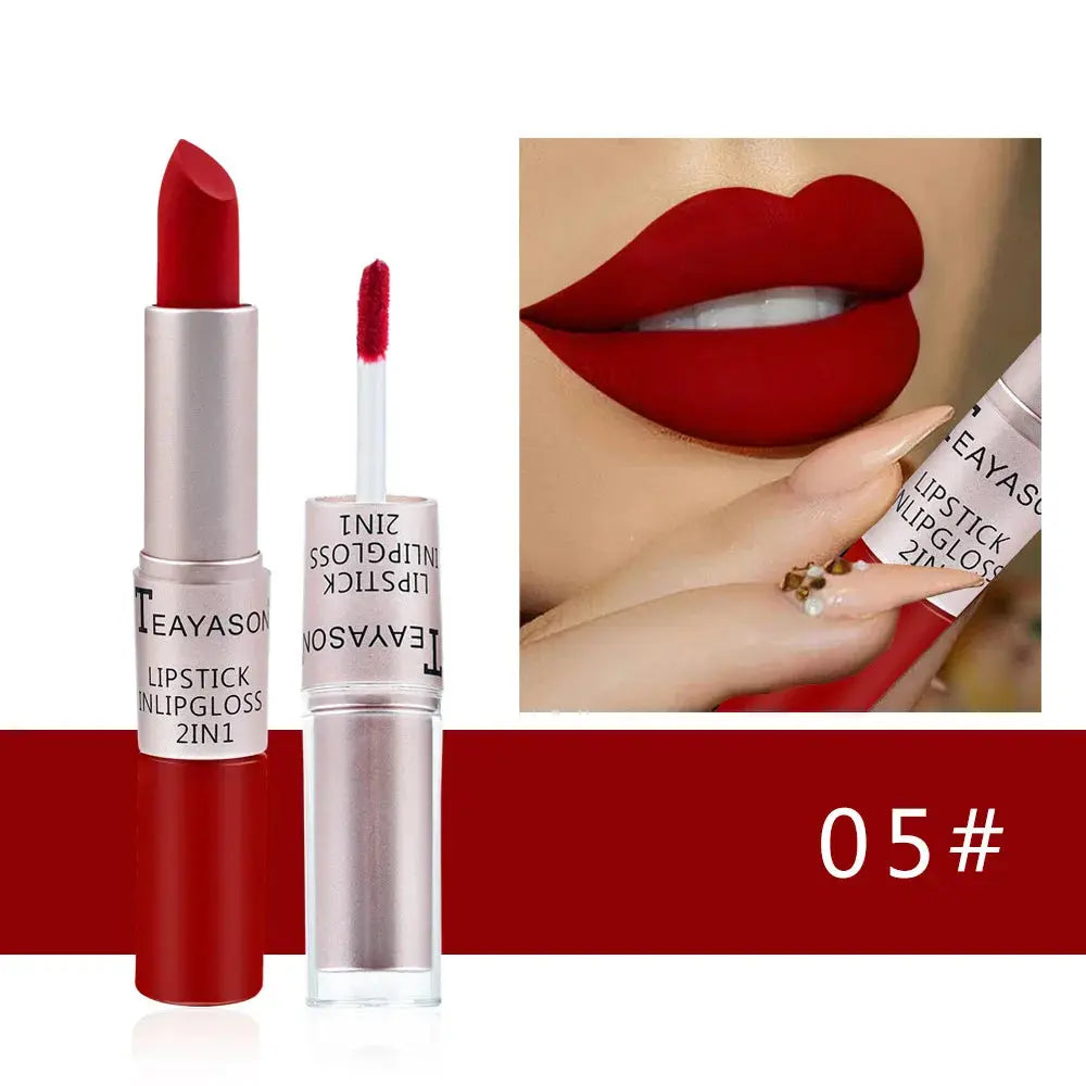 Long Lasting Velvet Matte Lipstick Double Head Lip Gloss Non-stick Cup Lip Gloss Tint Plumper Waterproof Lipstick Makeup Good Vibrations