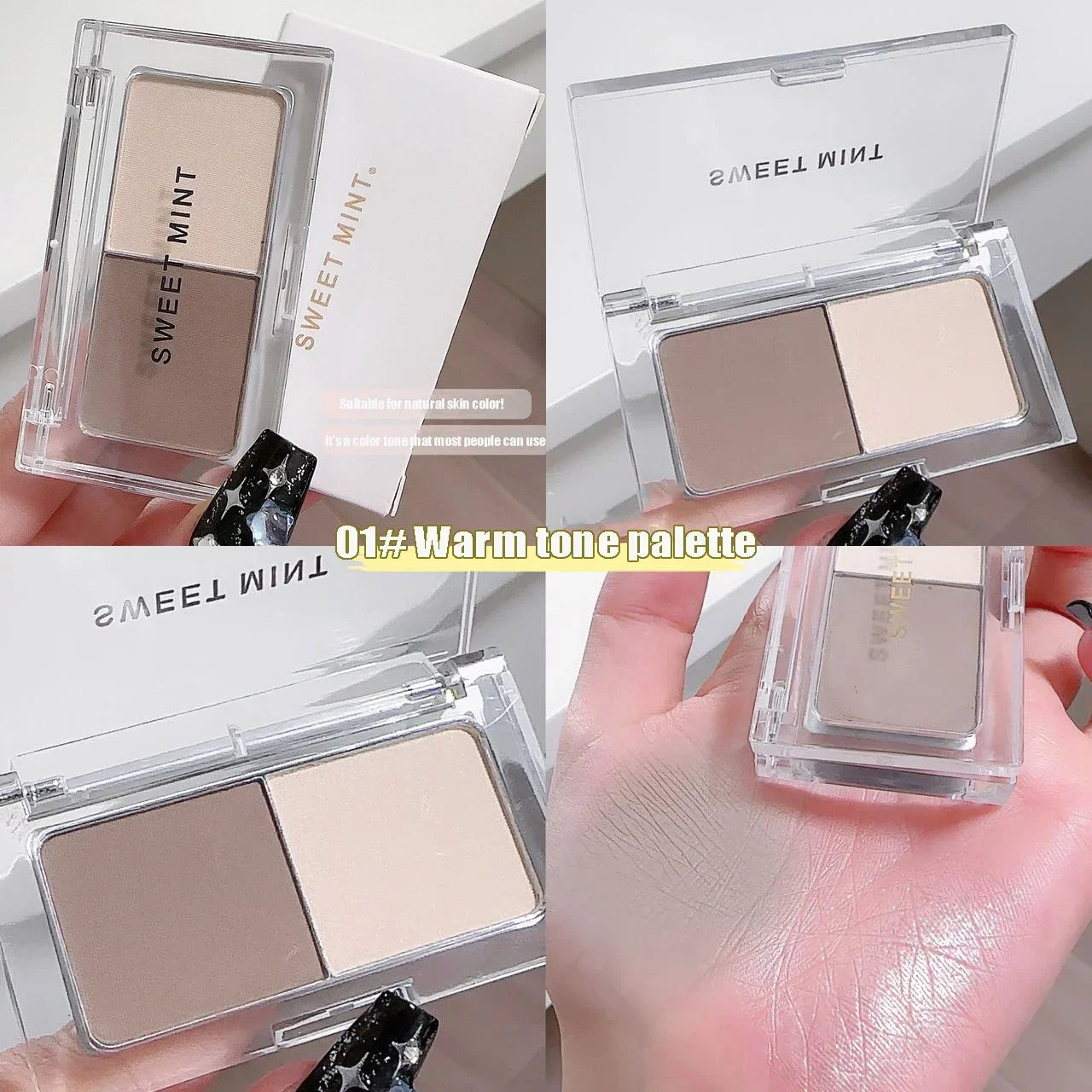 2 Color Tone Shading Shadow Powder Palette Contouring Highlighting&Bronzer Brighten Contour Three-dimensional Nose Makeup 쉐딩 팔레트 Good Vibrations