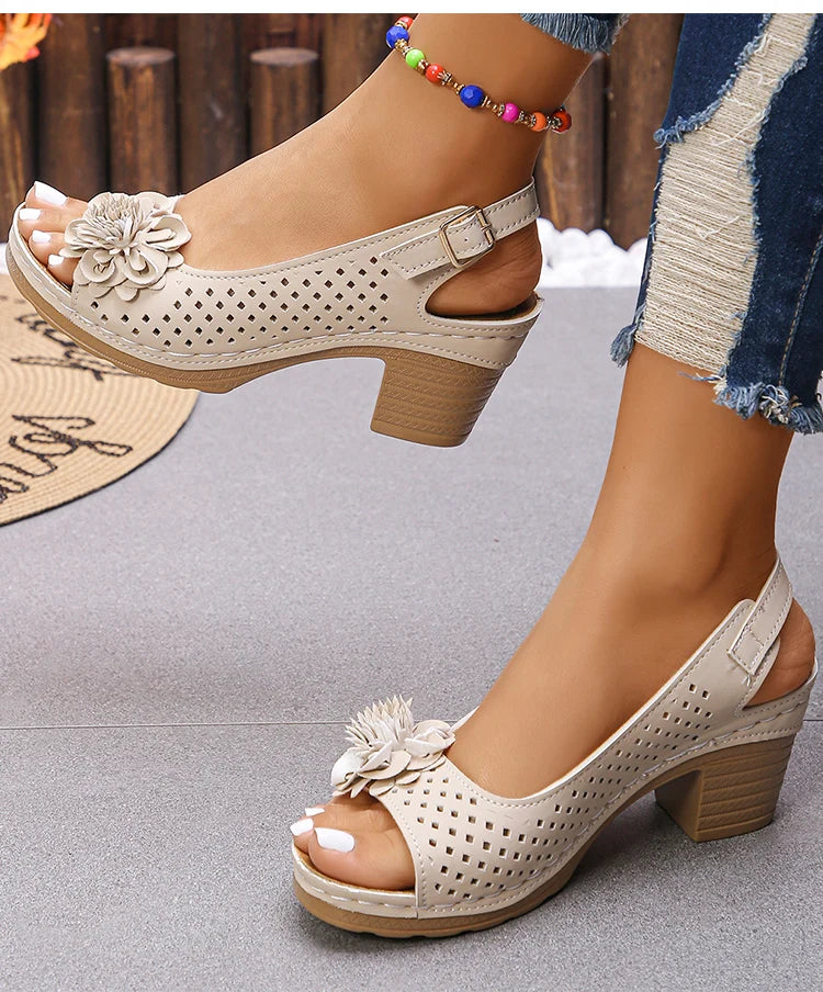 Women's Sandals Sweet Heels Sandals Summer Woman Shoes Fashion Heeled Sandalias Mujer Elegant Shoes Summer Footwear Women 2025 Good Vibrations
