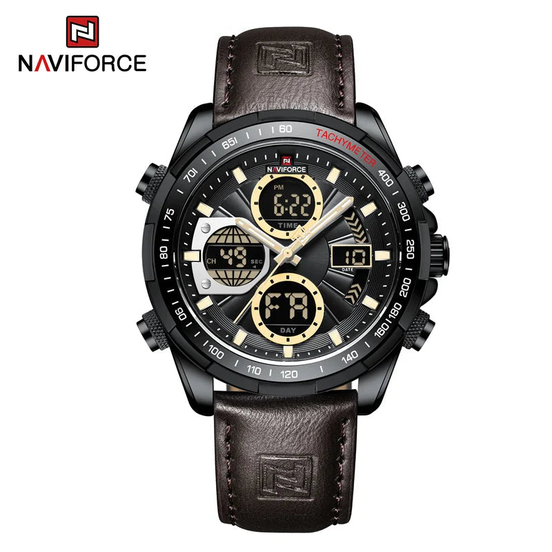 New NAVIFORCE Watches for Men Leather Mens Military Sport Waterproof Watch Quartz WristWatch Chronograph Male Clock Good Vibrations
