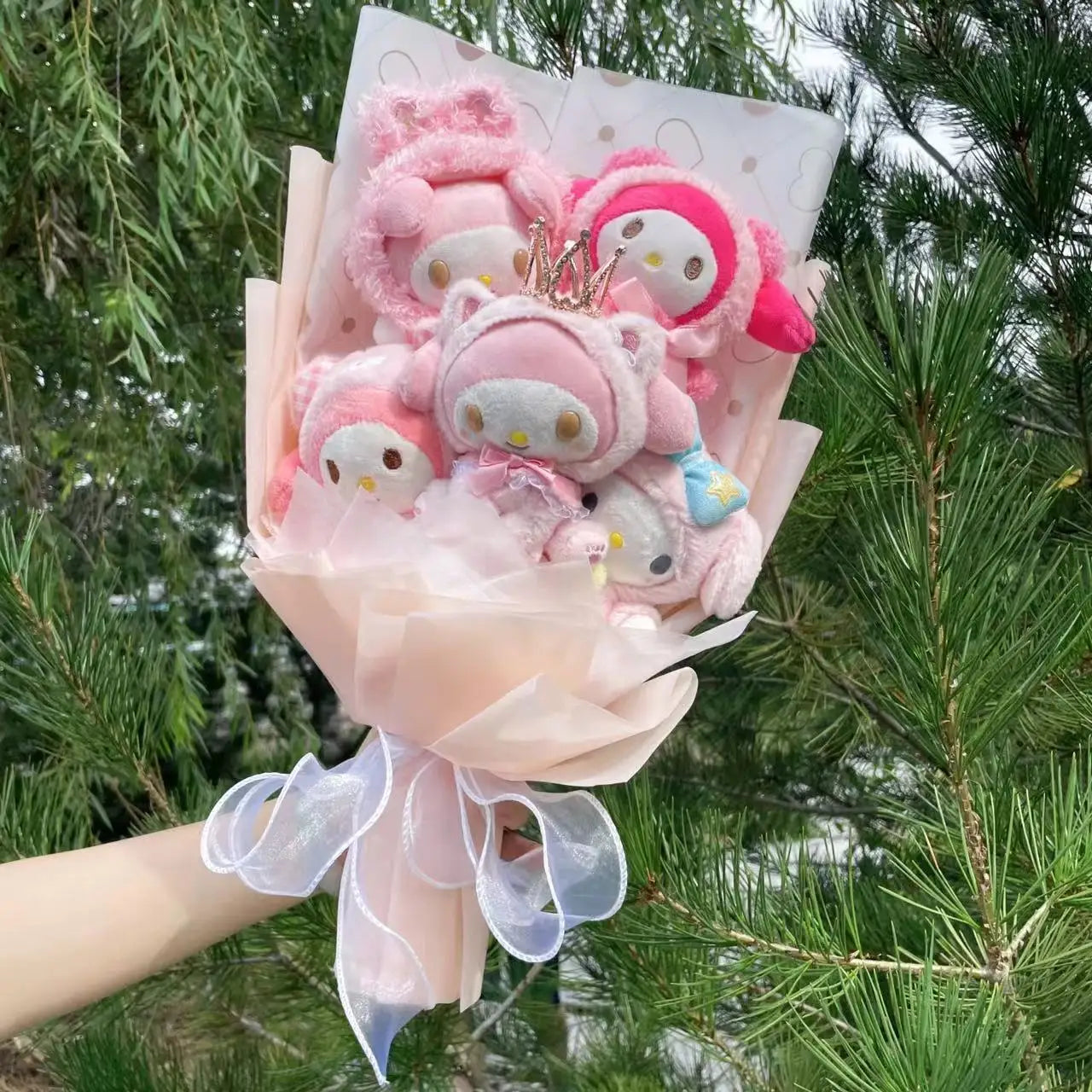 Christmas Gifts Cartoon Sanrio Plush Bouquet My Melody Kuromi Cinnamoroll Kt Cat Plush Doll Toy Valentine Graduation Gifts Good Vibrations