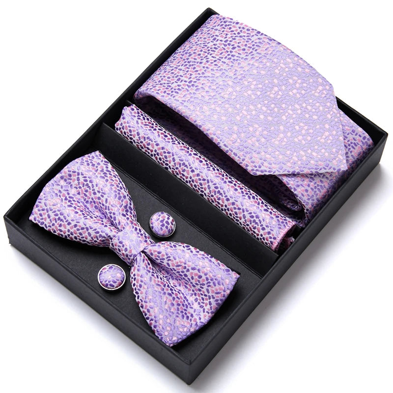 Tie For Men Formal Dress Tuxedo NeckTie Handkerchief Bow Tie Set PlaisyParty Groom Wedding Butterfly Bowtie In Box Good Vibrations